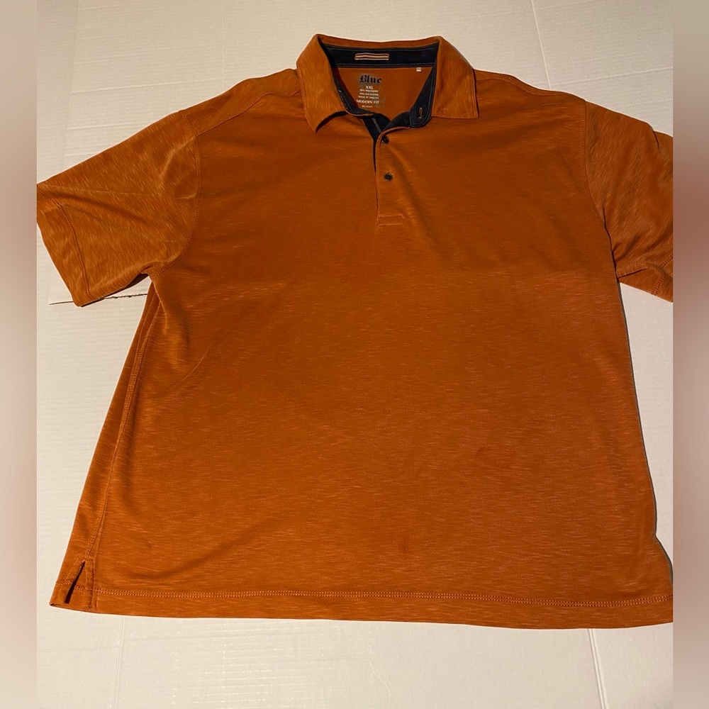 Blue Pronto Uomo XXL men’s modern fit orange short sleeve shirt